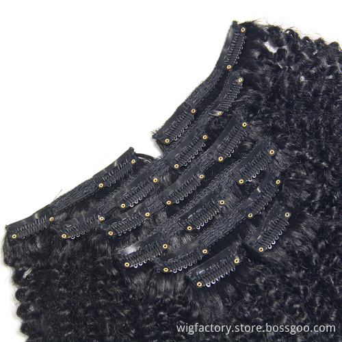 wholesale cheap hair extension clip-ins, 140g 8pcs afro curly hair extensions human hair, indian curly hair raw unprocessed 100%